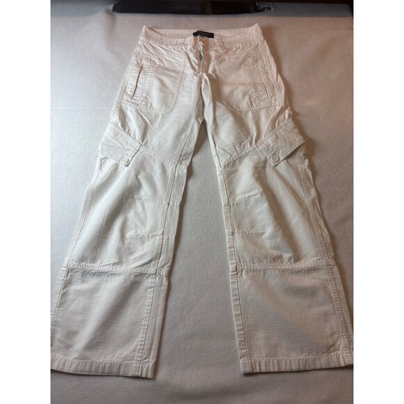 Billy Blues Womens White Cargo Pants Size 4 With Multiple Pockets & Belt Loops - Picture 1 of 14